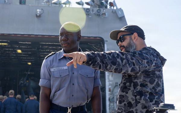RBDF officer and U.S. gov. contractor discuss scan eagle drone