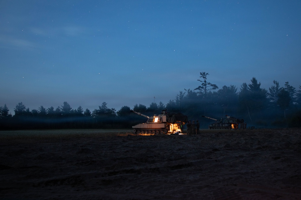 The W. Va. Guard's 1/201st Field Artillery Battalion conduct fire missions during Northern Strike 26-2