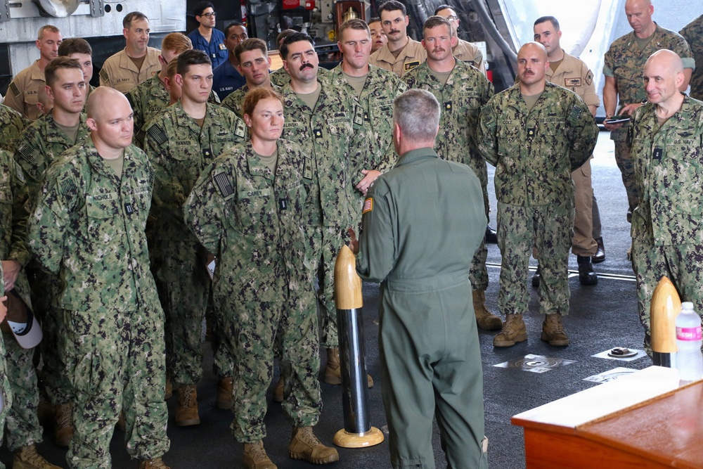 PACOM, USCG PACAREA conduct all-hands call on USS Santa Barbara