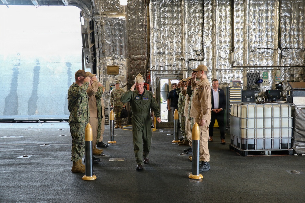 PACOM, USCG PACAREA conduct all-hands call on USS Santa Barbara