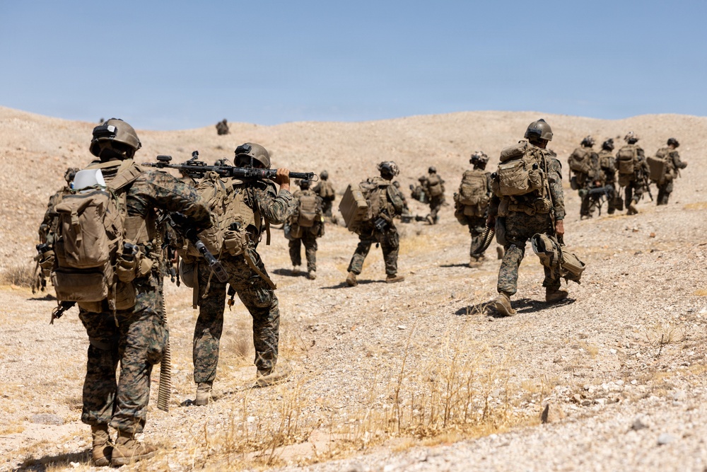 U.S. Marines with 2nd Bn., 1st Marines, participate in force-on-force exercise
