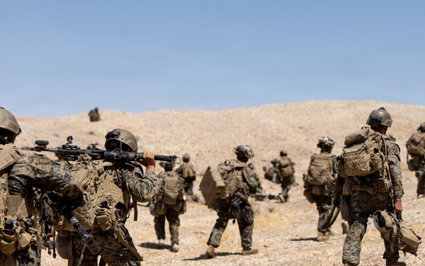 U.S. Marines with 2nd Bn., 1st Marines, participate in force-on-force exercise