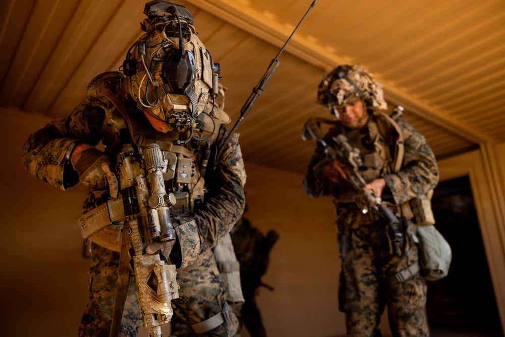 U.S. Marines with 2nd Bn., 1st Marines, participate in force-on-force exercise