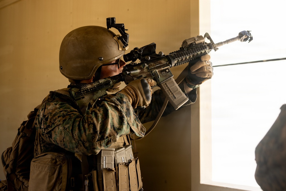 U.S. Marines with 2nd Bn., 1st Marines, participate in force-on-force exercise