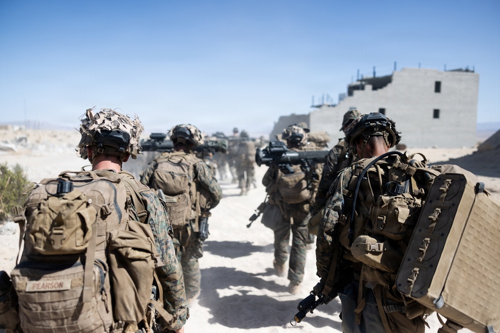 U.S. Marines with 2nd Bn., 1st Marines, participate in force-on-force exercise