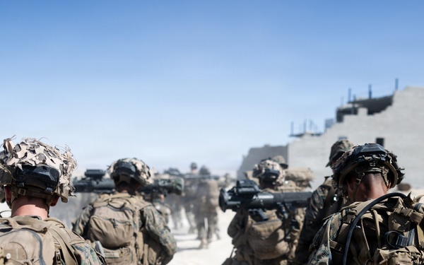 U.S. Marines with 2nd Bn., 1st Marines, participate in force-on-force exercise