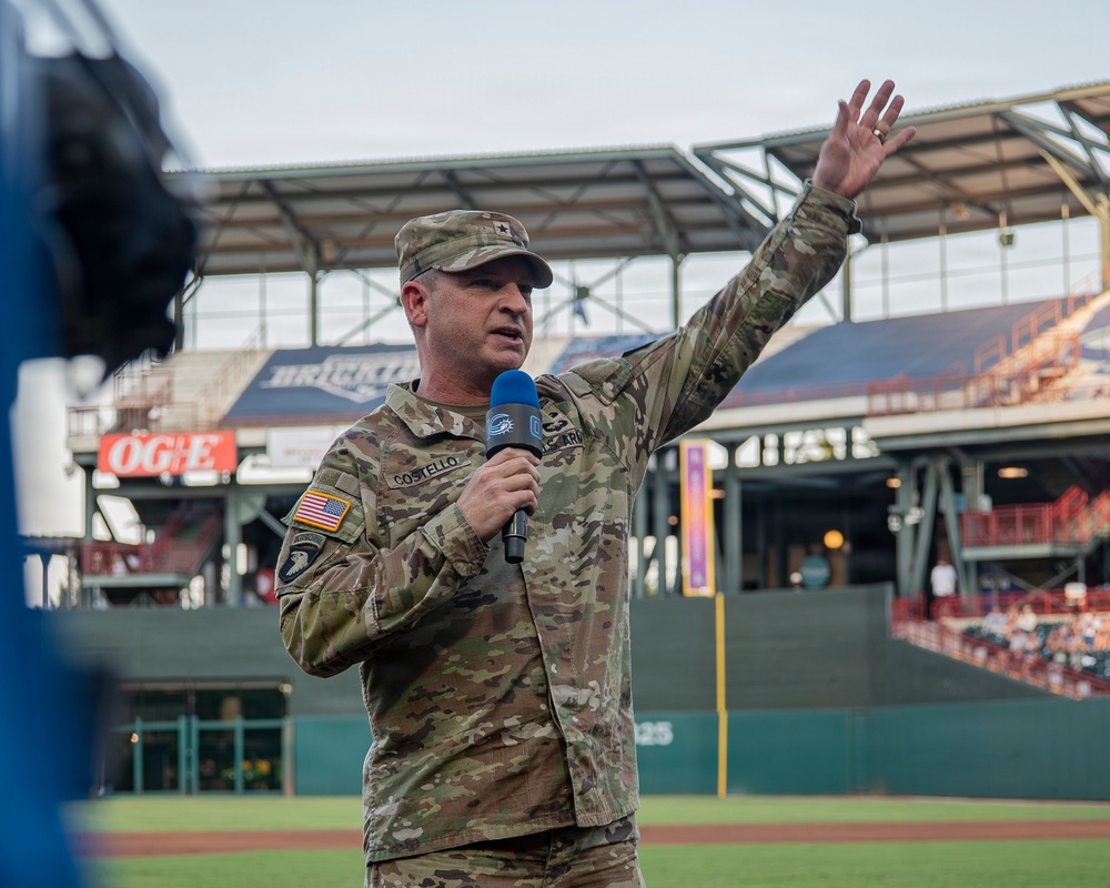 Fort Sill Soldiers and leadership honor veterans during Oklahoma City Comets' Salute to Armed Forces Night