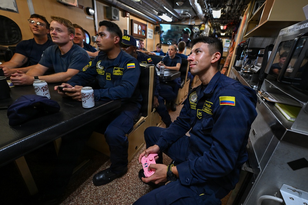 U.S. Coast Guard and Colombian navy conduct cultural exchange at sea during PANAMAX 2026