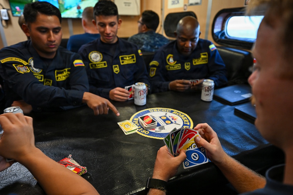 U.S. Coast Guard and Colombian navy conduct cultural exchange at sea during PANAMAX 2026