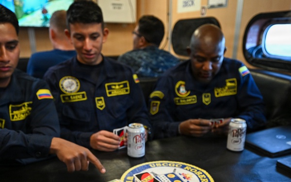 U.S. Coast Guard and Colombian navy conduct cultural exchange at sea during PANAMAX 2026