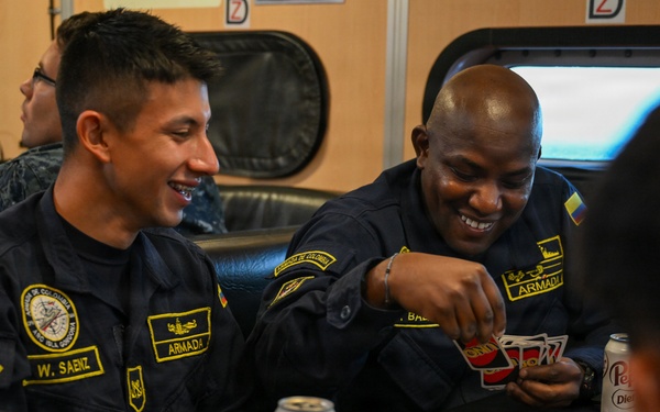U.S. Coast Guard and Colombian navy conduct cultural exchange at sea during PANAMAX 2026