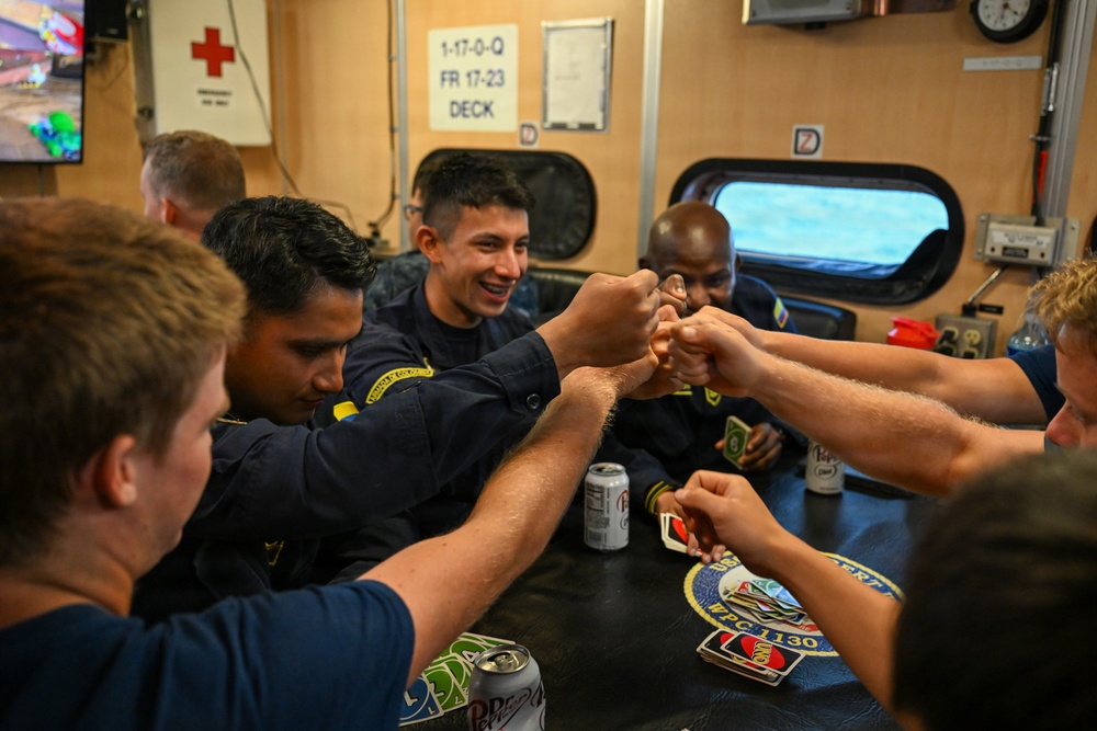 U.S. Coast Guard and Colombian navy conduct cultural exchange at sea during PANAMAX 2026