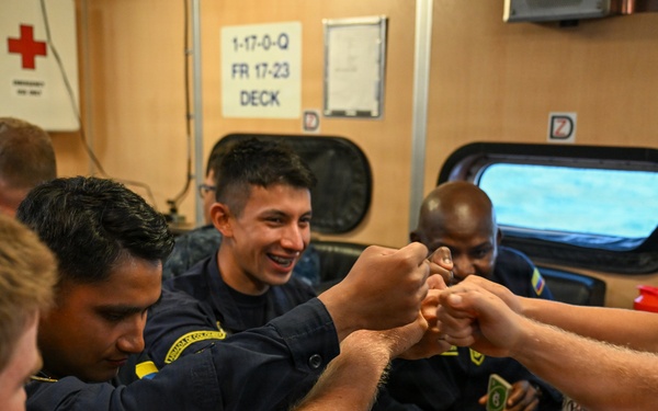 U.S. Coast Guard and Colombian navy conduct cultural exchange at sea during PANAMAX 2026