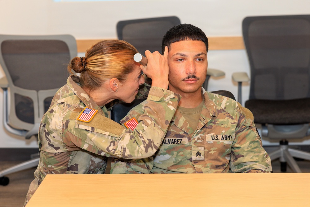 U.S. Army Capt. Francesca Metzler educates about hearing conservation