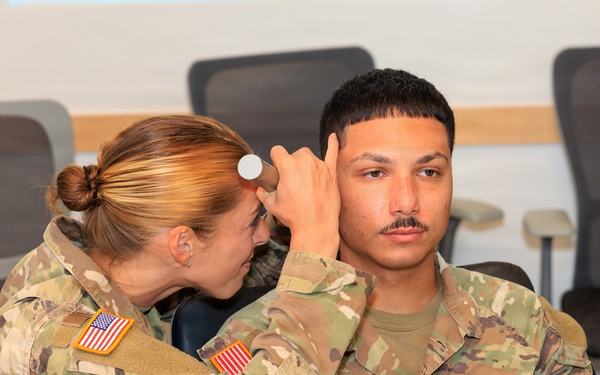 U.S. Army Capt. Francesca Metzler educates about hearing conservation