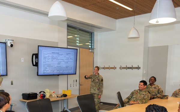 U.S. Army Capt. Francesca Metzler educates about hearing conservation