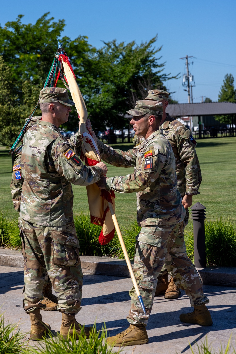 Brigade Commander Passes Guidon to Incoming Commander