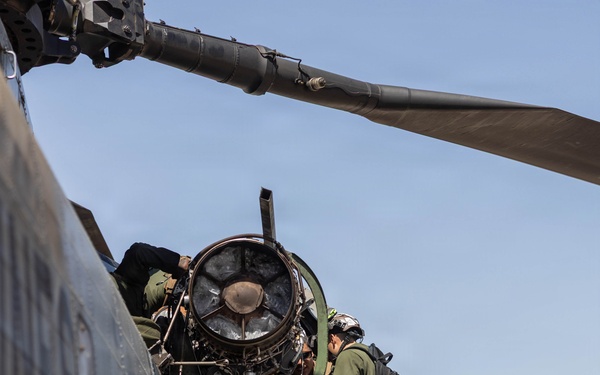 U.S. Marines conduct engine repairs for CH-53 Super Stallions at MCAGCC