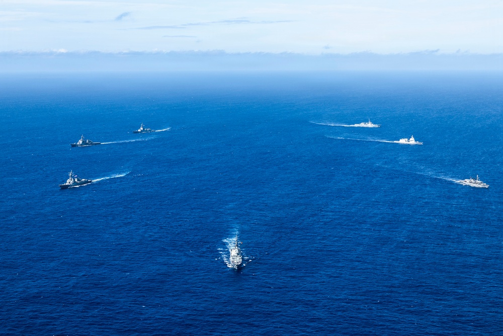 Multinational ships sail in formation during Pacific Dragon 2026