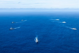 Multinational ships sail in formation during Pacific Dragon 2026