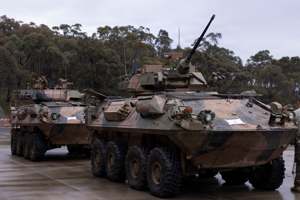 U.S. Marines with 1st LAR prepare weapon systems during Coral-Balmoral Cup