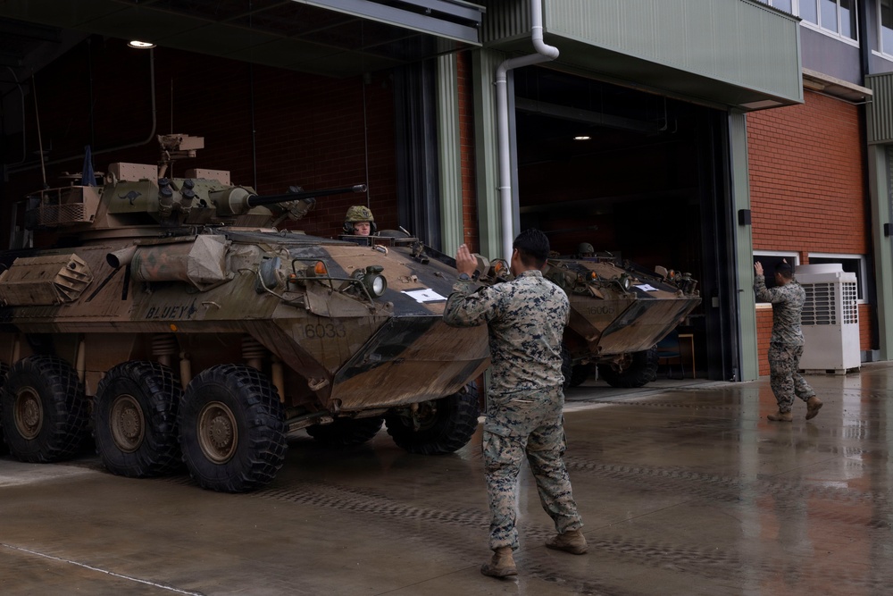 U.S. Marines with 1st LAR prepare weapon systems during Coral-Balmoral Cup