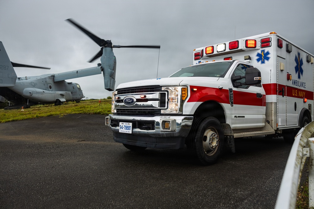 U.S. Marines and Sailors with III Medical Battalion Conduct a Simulated Casualty Evacuation