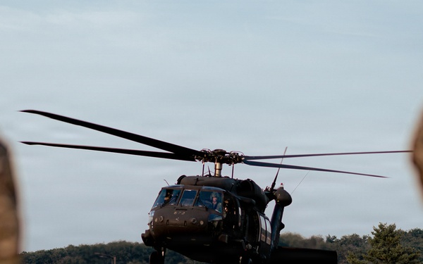 Illinois Army National Guard Black Hawk Crew Conducts Sling Load Resupply at Camp Grayling