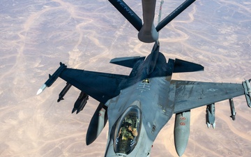 KC-135 refuels F-16s for regional security