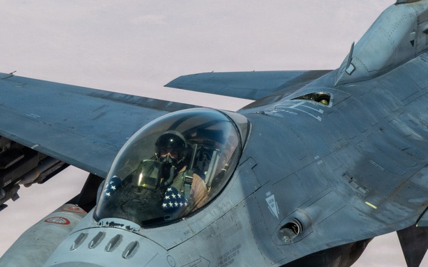 KC-135 refuels F-16s for regional security