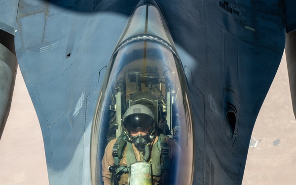 KC-135 refuels F-16s for regional security