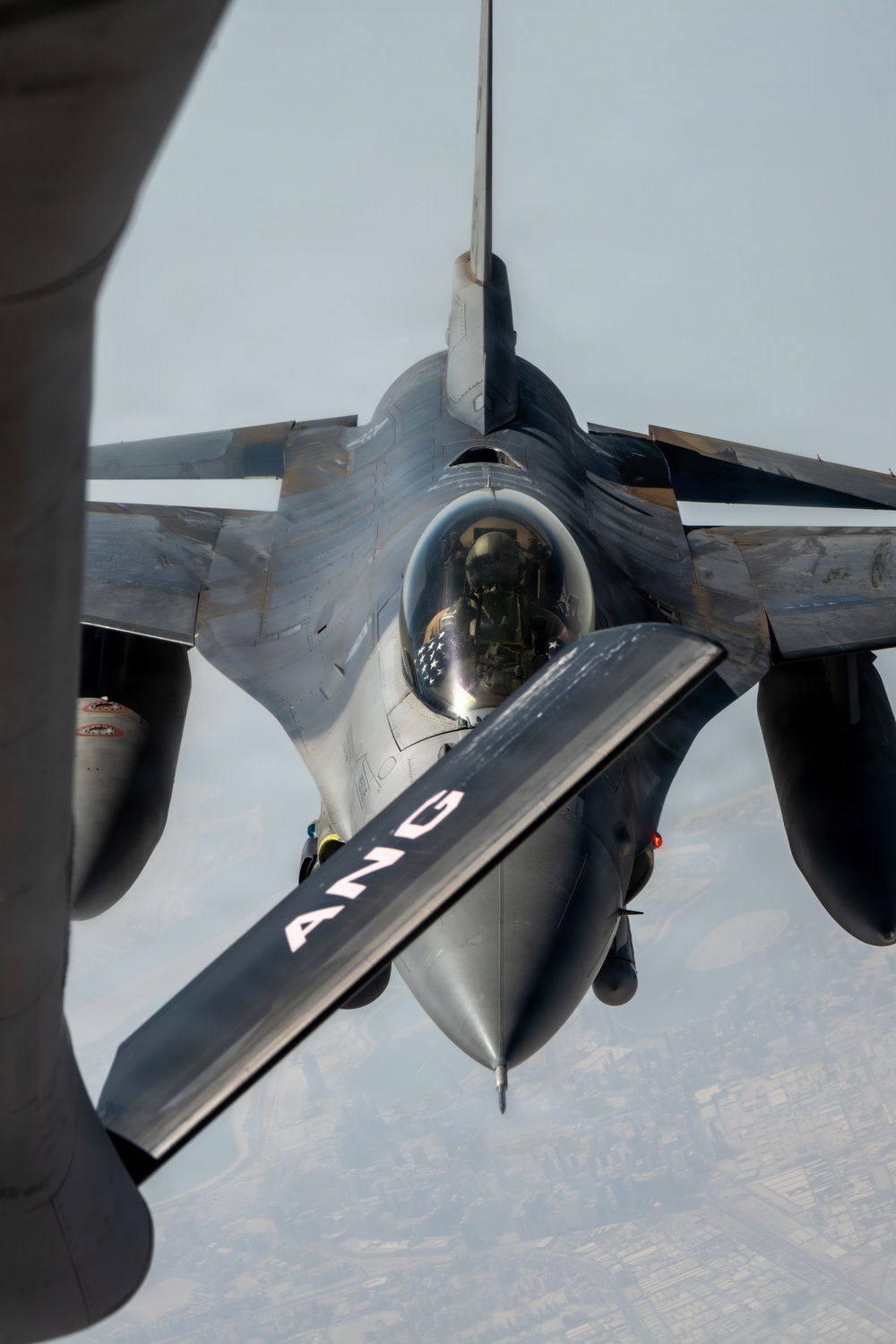 KC-135 refuels F-16s for regional security