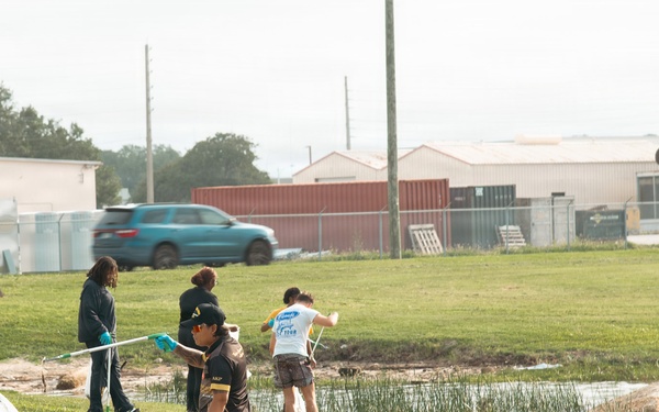 Sailors, retirees, and civilians from around the base volunteered to remove trash and other debris along the St. Johns River shoreline