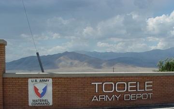 The entrance monument sign for Tooele Army Depot.