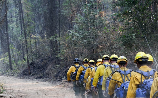 U.S. Army Soldiers support wildland fire suppression in Inchelium, WA