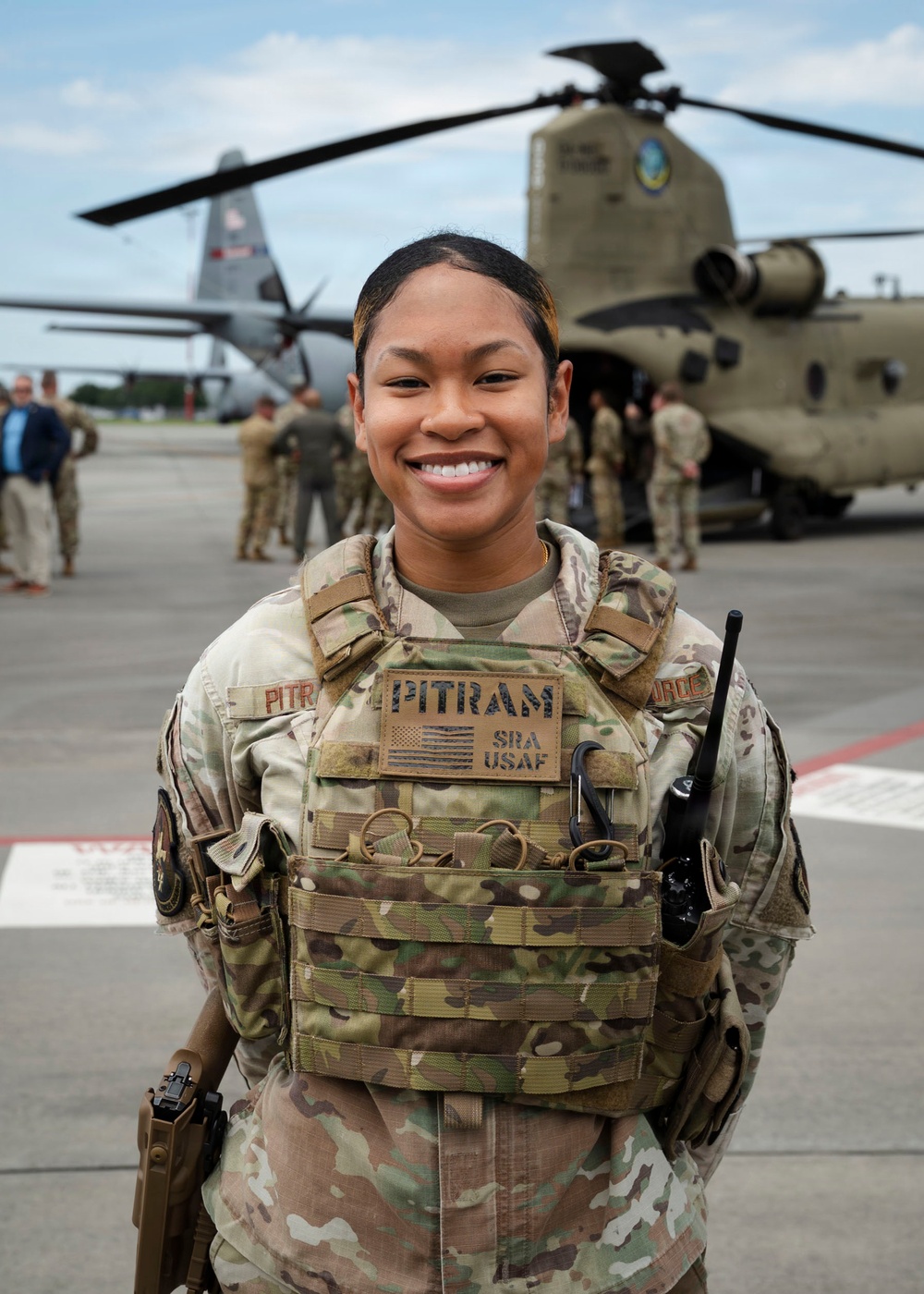 165th Airlift Wing Security Forces Airmen provide security during a DV visit