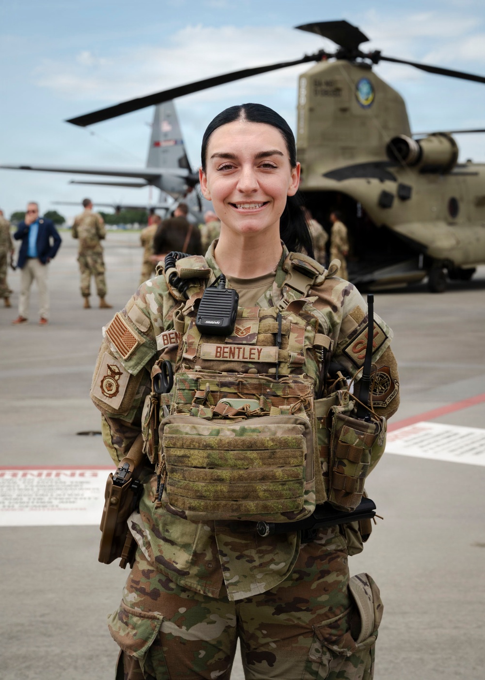 165th Airlift Wing Security Forces Airmen provide security during a Chief of National Guard Bureau visit