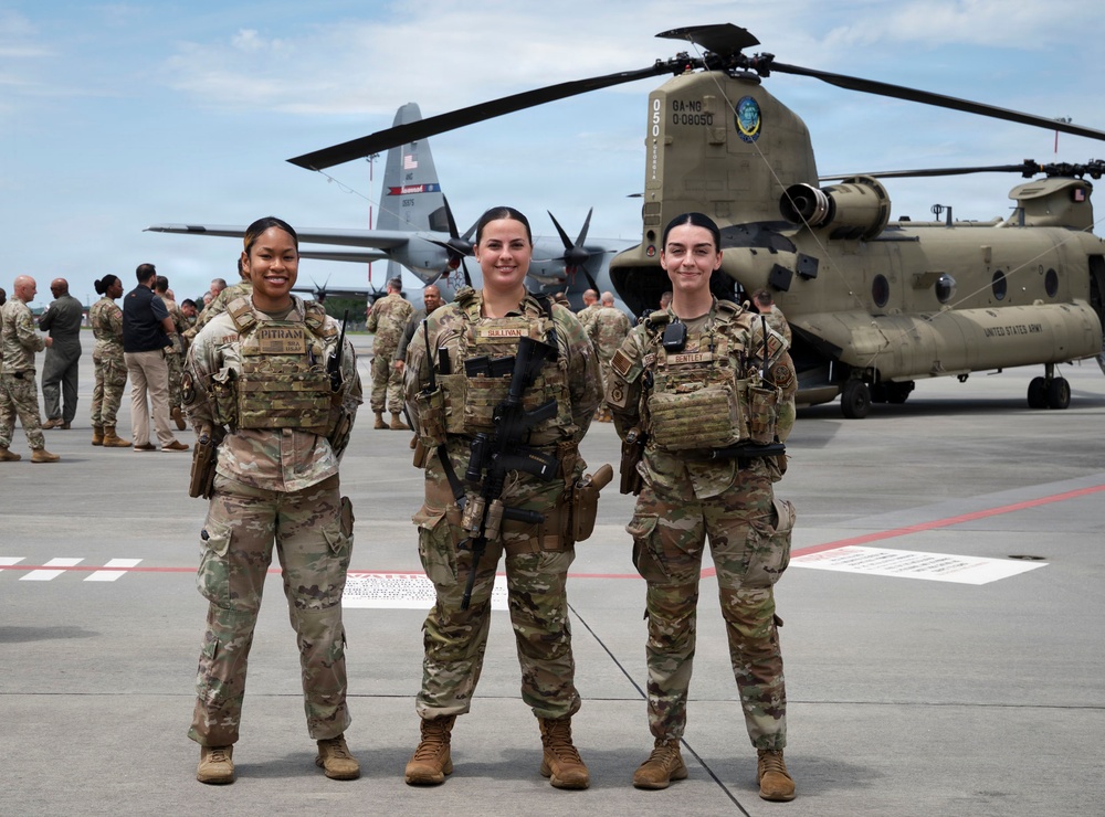 165th Airlift Wing Security Forces Airmen provide security during a Chief, National Guard Bureau visit