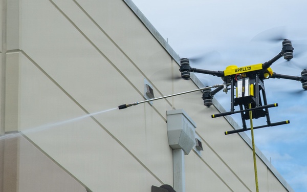 Demonstration of an Apellix B2 pressure washing drone to Naval Air Station Jacksonville leadership