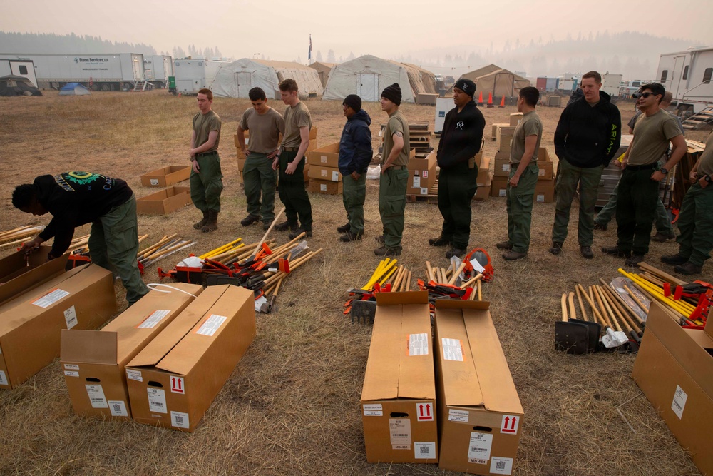 U.S. Army Soldiers from 7th Infantry Division activated as wildland firefighters on the Modrite Fire