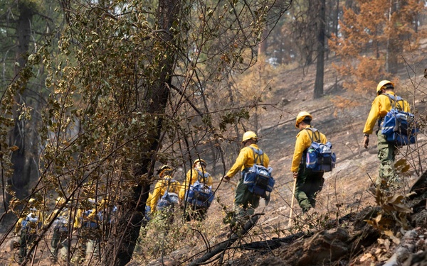 U.S. Army Soldiers from 7th Infantry Division activated as wildland firefighters on the Modrite Fire
