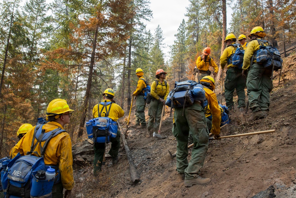 U.S. Army Soldiers from 7th Infantry Division activated as wildland firefighters on the Modrite Fire