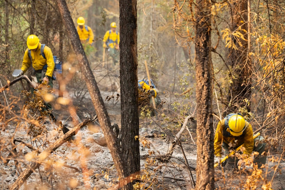 U.S. Army Soldiers from 7th Infantry Division activated as wildland firefighters on the Modrite Fire
