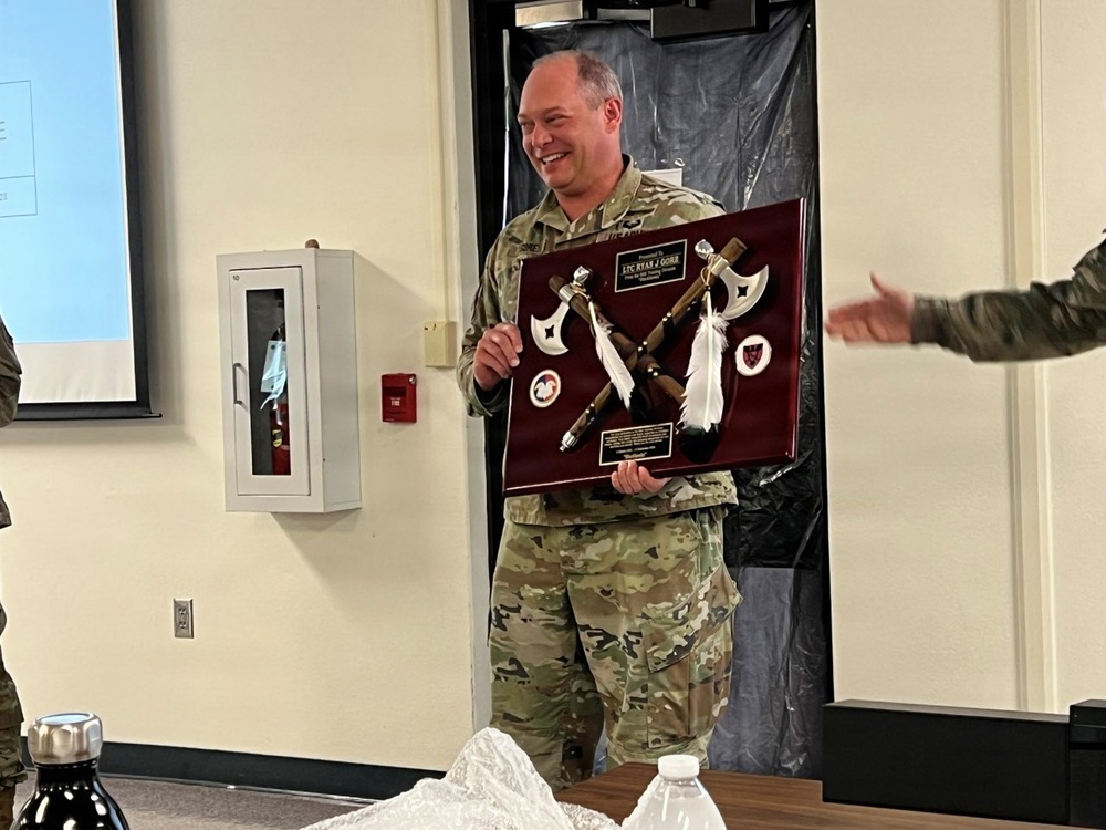 Lt. Col. Ryan Gore Receives Coveted Blackhawks Double Tomahawks Plaque