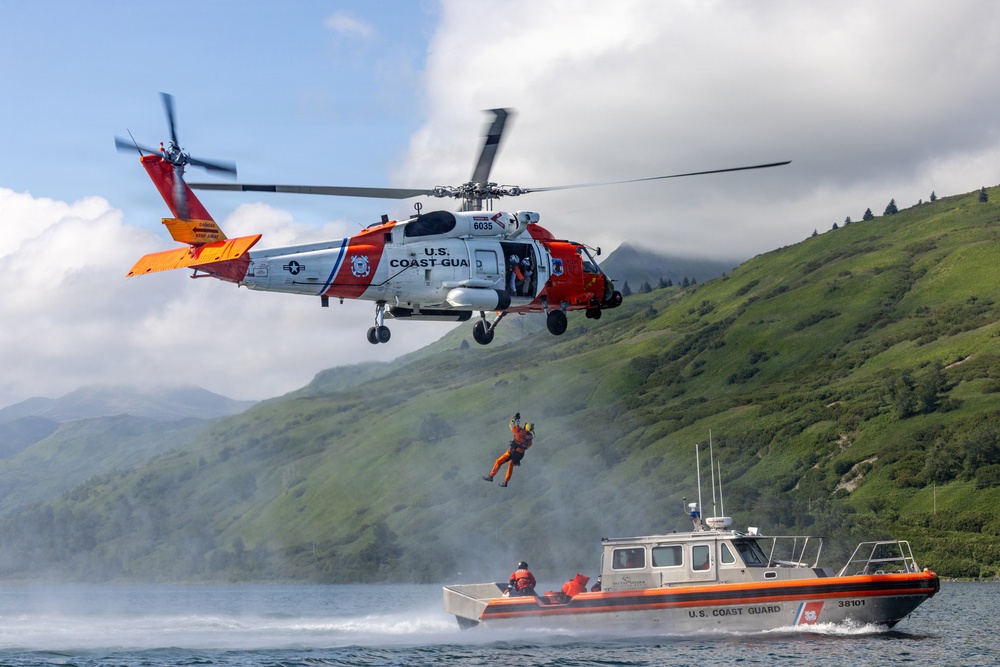 U.S. Coast Guard Air Station Kodiak Conducts Search and Rescue Demonstration during DHS Secretary, USCG Commandant and Alaska Sen. Sullivan visit