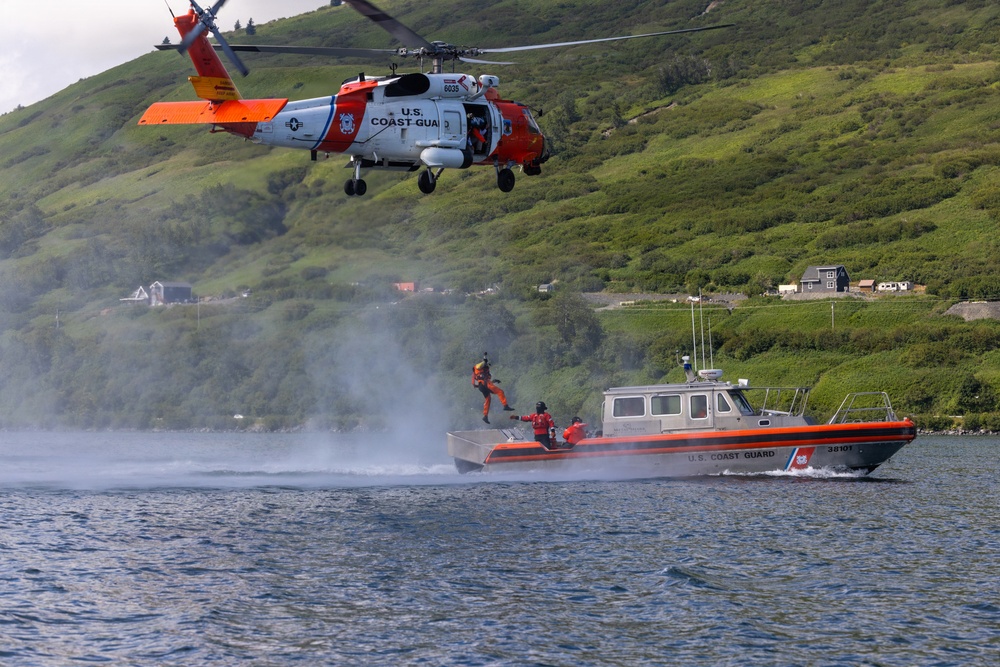 U.S. Coast Guard Air Station Kodiak Conducts Search and Rescue Demonstration during DHS Secretary, USCG Commandant and Alaska Sen. Sullivan visit
