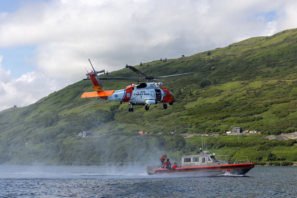 U.S. Coast Guard Air Station Kodiak Conducts Search and Rescue Demonstration during DHS Secretary, USCG Commandant and Alaska Sen. Sullivan visit