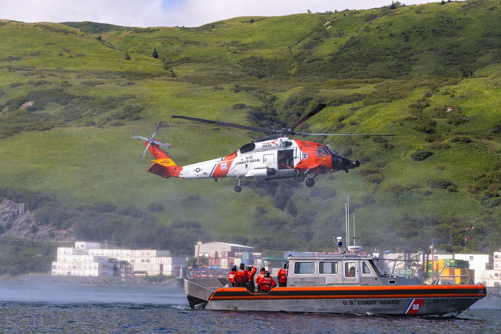 U.S. Coast Guard Air Station Kodiak Conducts Search and Rescue Demonstration during DHS Secretary, USCG Commandant and Alaska Sen. Sullivan visit