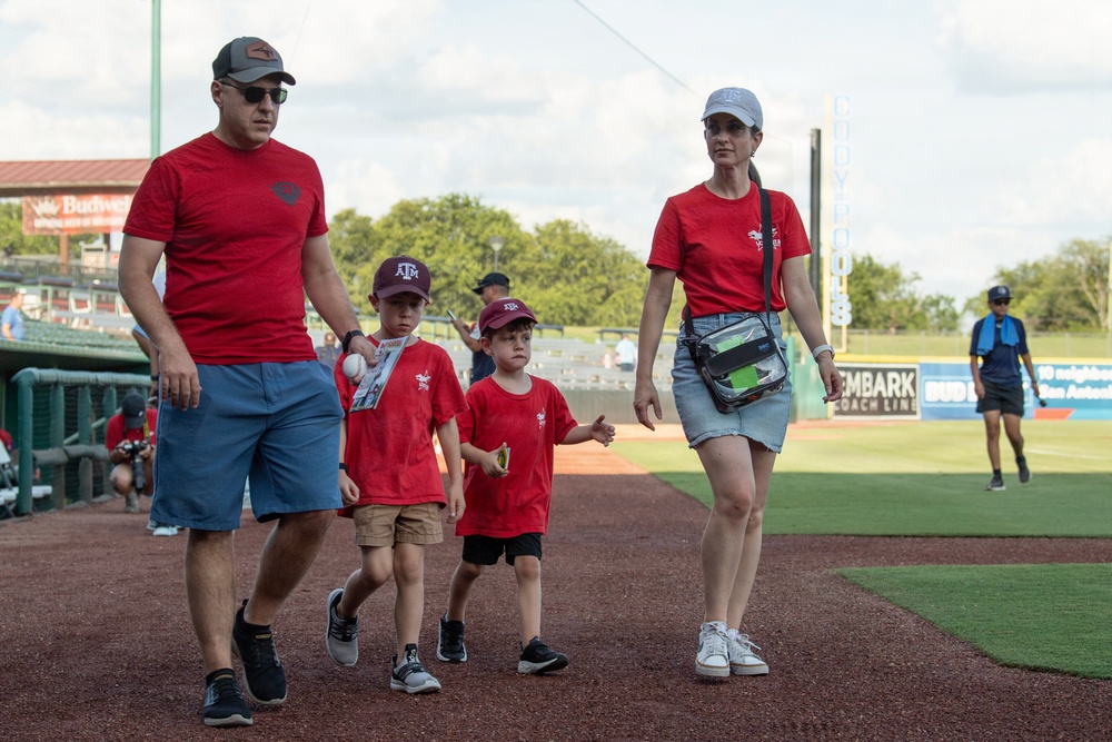 Col. Ehman Throws First Pitch for San Antonio Missions