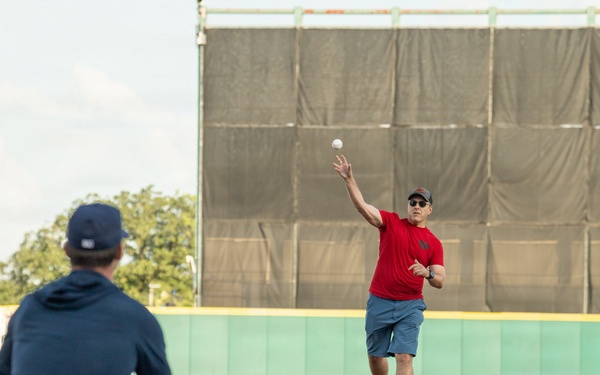 Col. Ehman Throws First Pitch for San Antonio Missions